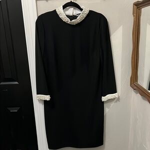 Elegant Black Dress with Pearl Accents